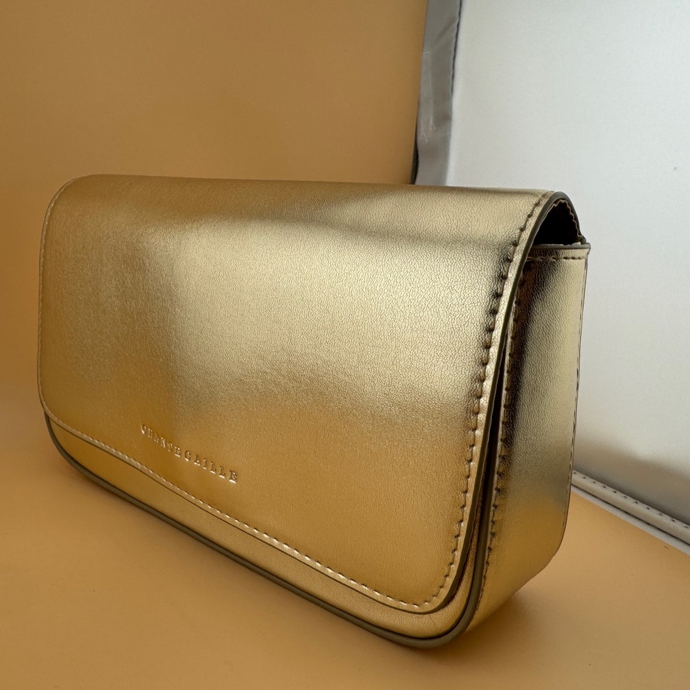 Chantecaille Metallic Gold Make Up Bag - Picture 2 of 10